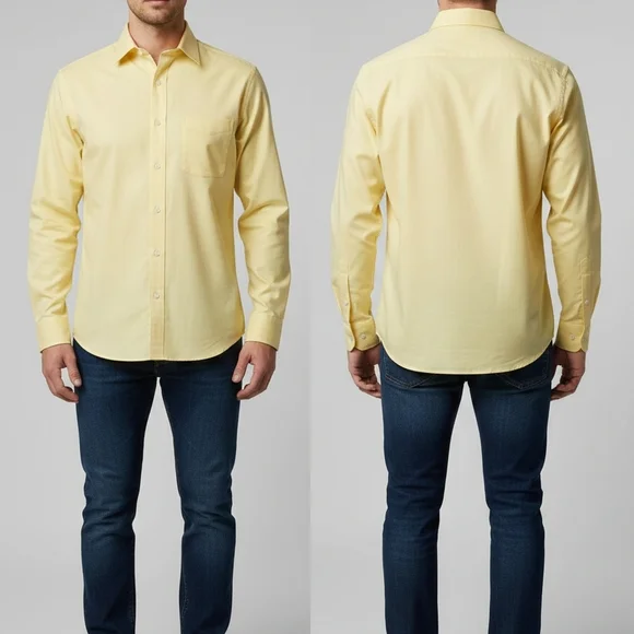 Bright Croft & Barrow Yellow Men's Button-Down Shirt | Classic Fit | Size 16 Nec - Picture 1 of 11